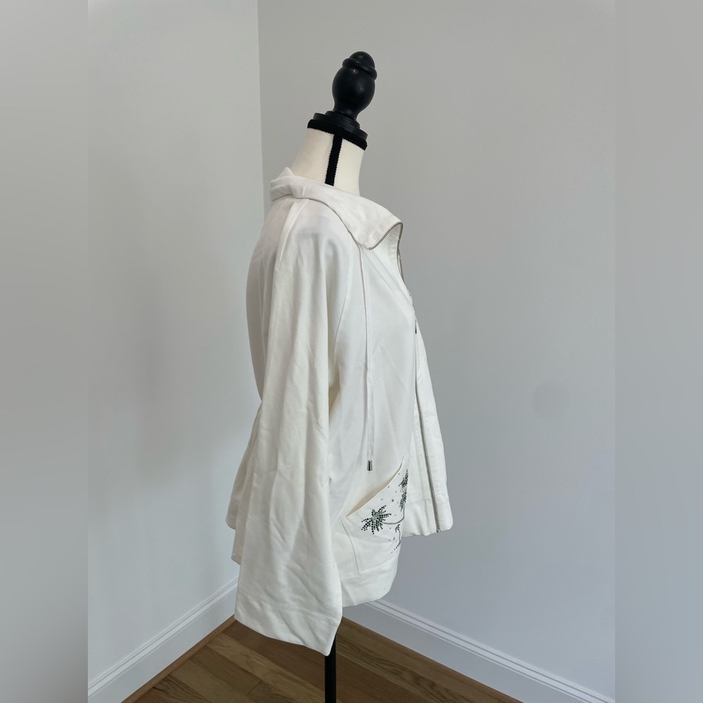Vintage Christine Alexander White Zip Up Jacket with Swarovski Crystal Accents - Picture 6 of 13